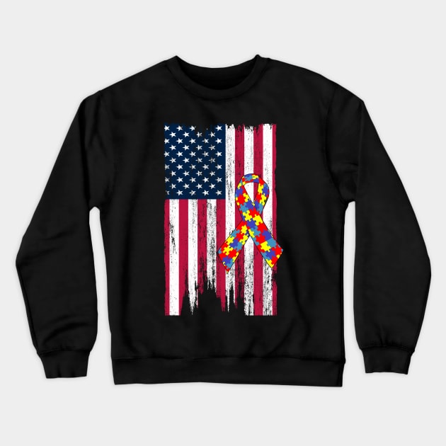 Autism Flag Autism Crewneck Sweatshirt by Family